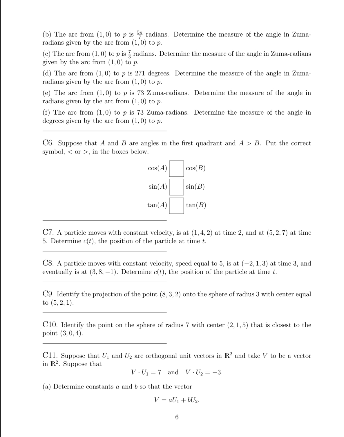 help please (b) The arc from (1,0) to p is 57\"