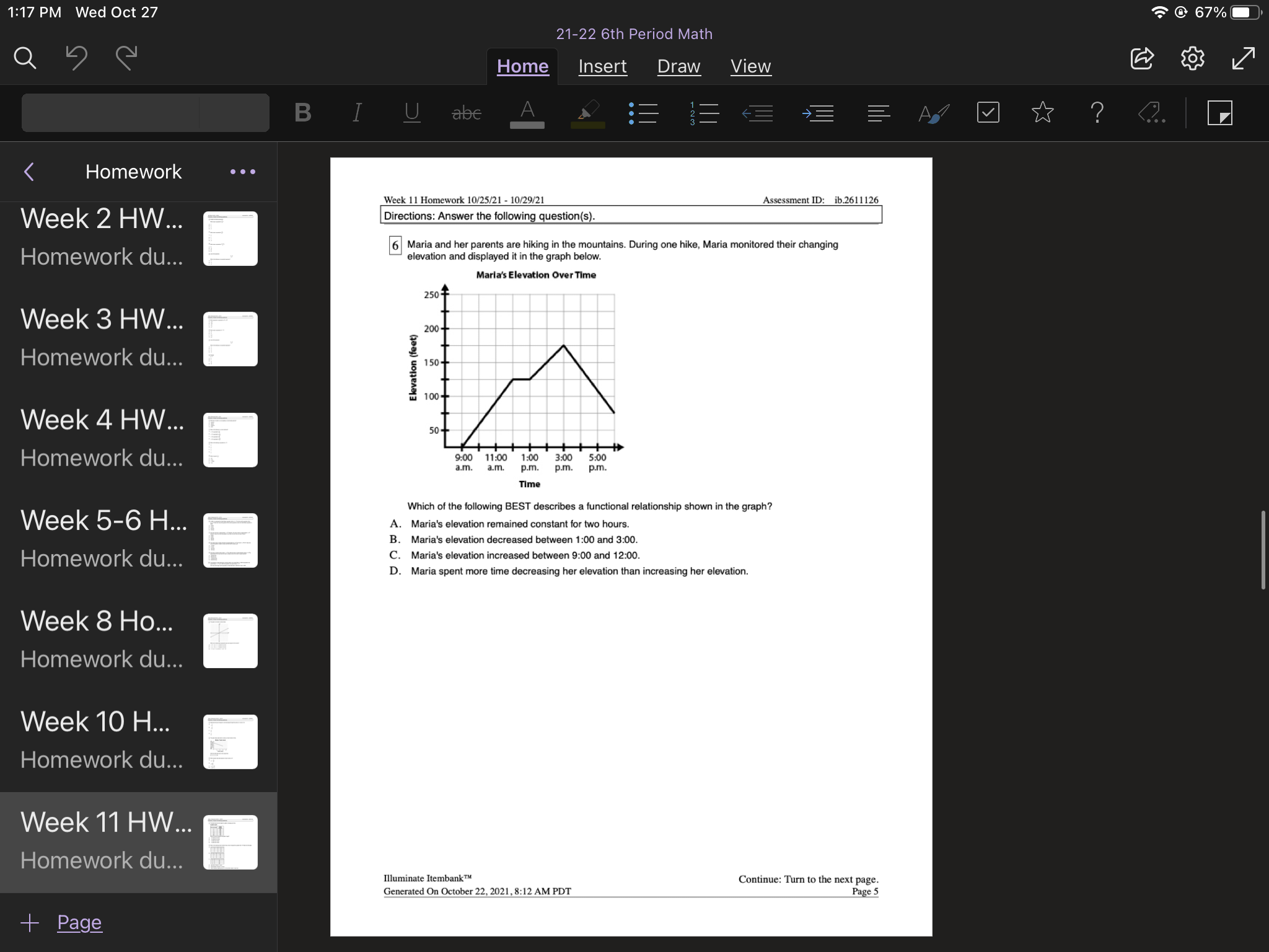 1:17 PM Wed Oct 27 67% 21-22 6th Period Math Q 5