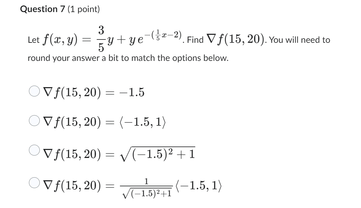 Question 1 (1 point) What is the angle between