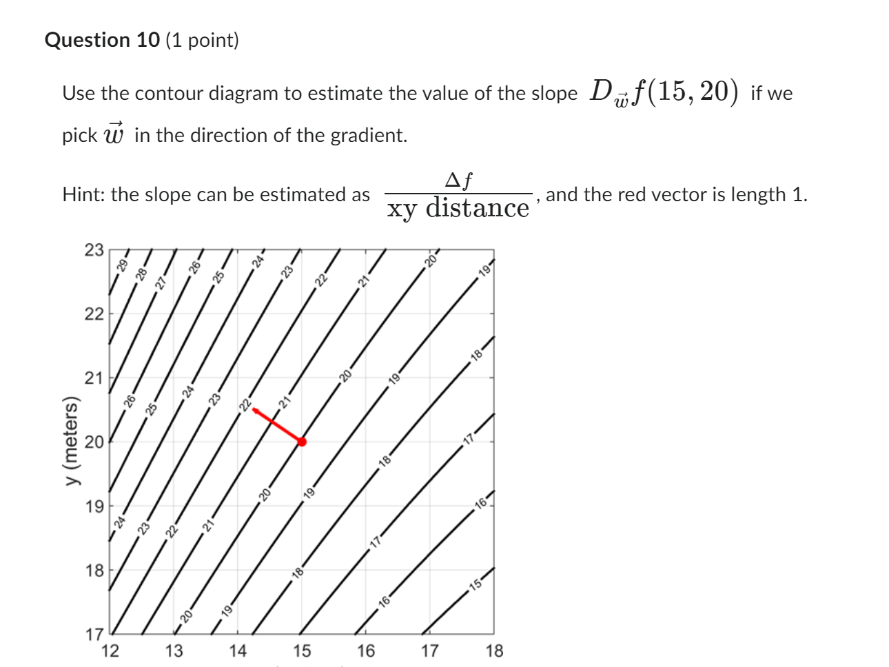 Question 1 (1 point) What is the angle between
