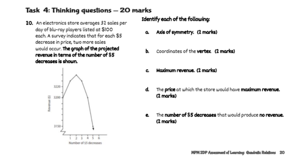 Task 4: Thinking questions - 20 marks 20. An