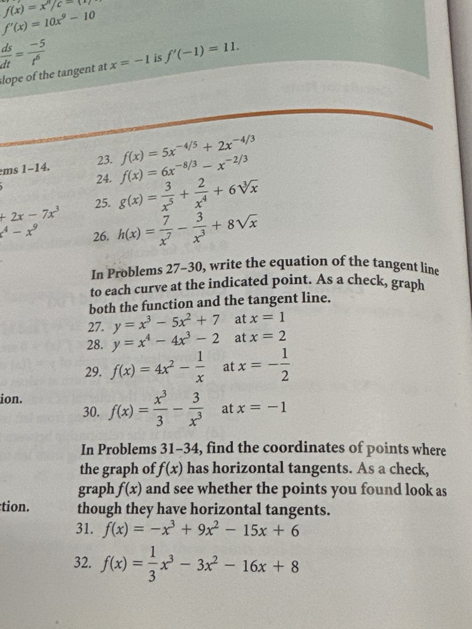 Only Problems 27-30 f(x) = 2 /65 f' (x) =
