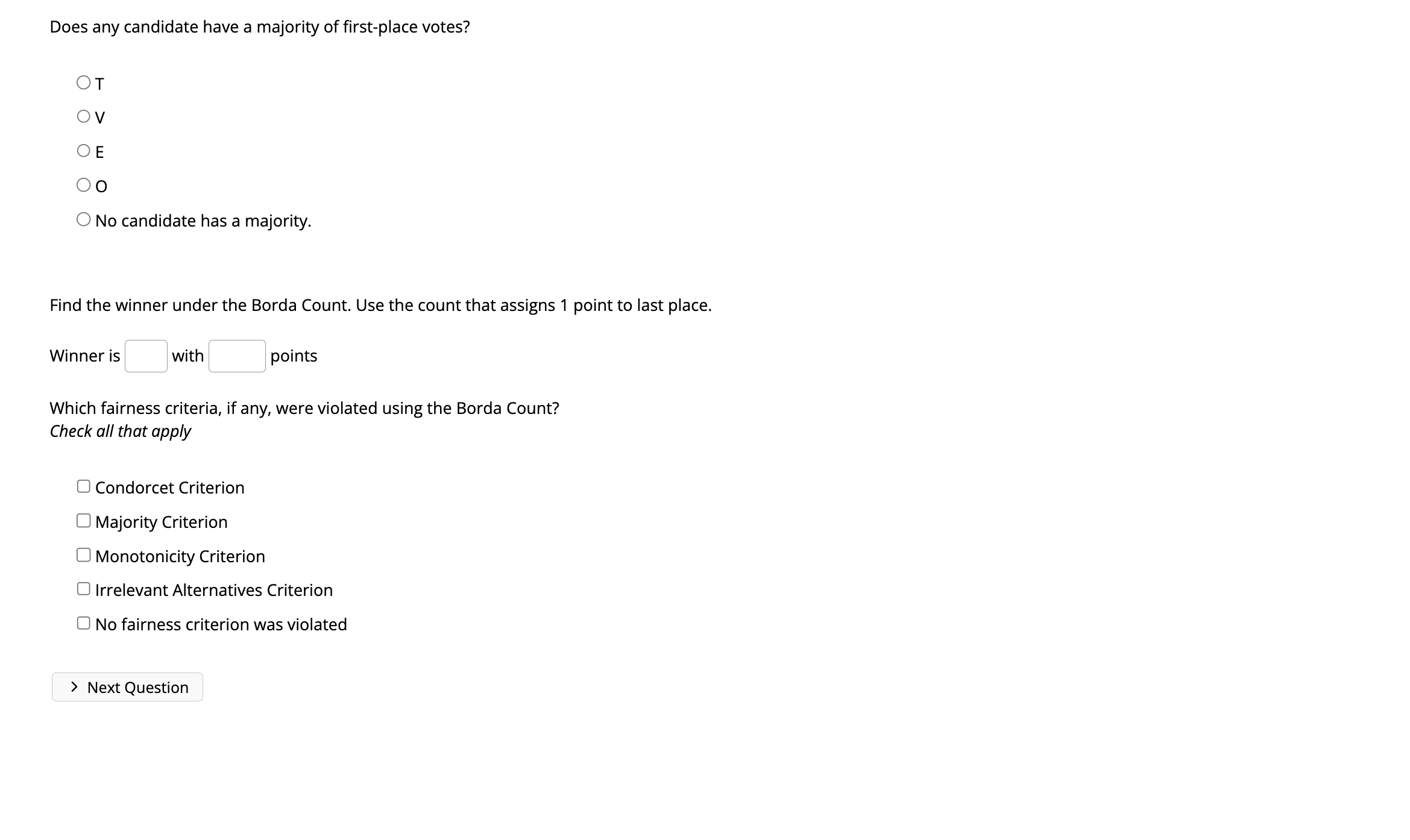 Here is the preference schedule for a recent