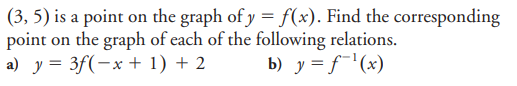 (3, 5) is a point on the graph of} = f(x). Find