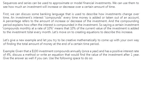 Sequences and series can be used to approximate