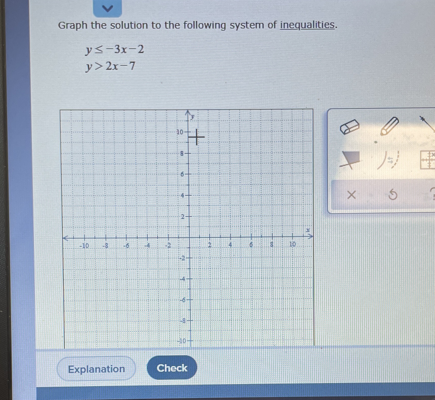 Graph the solution to the following system of