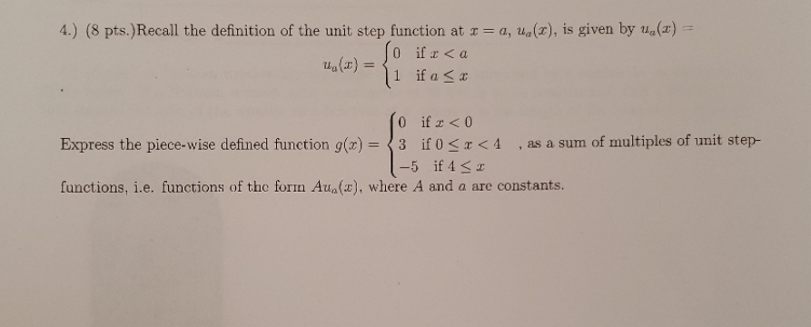 please show step by step 4.) (8 pts.) Recall the