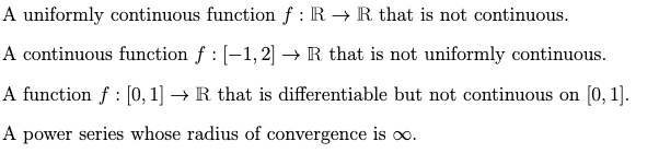 Either give an example, or write "DNE" to