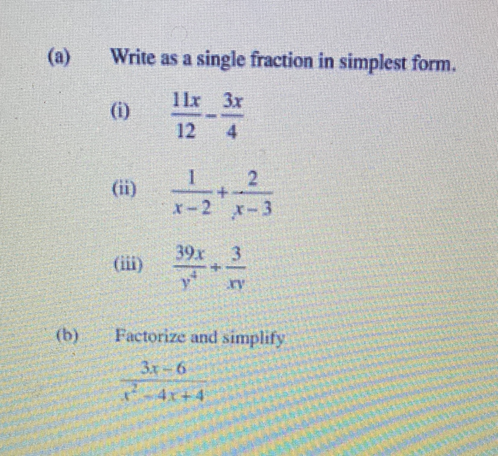 Write as a single fraction in simplest form. ILx