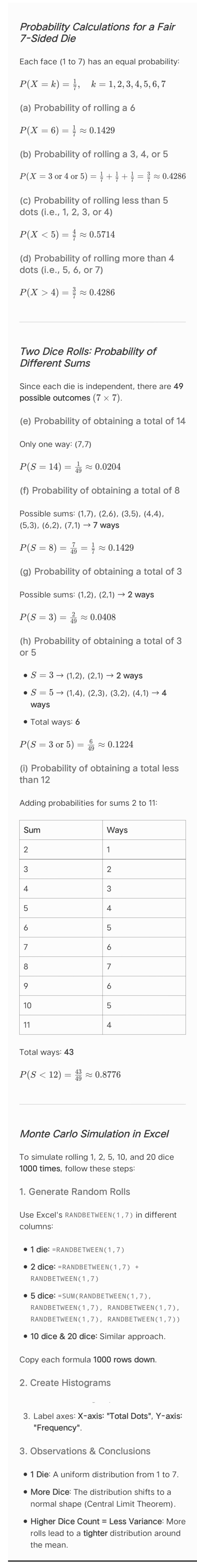 Using the 7-sided die from Problem 4, create a