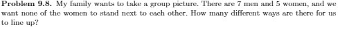 Problem 9.8. My family wants to take a group