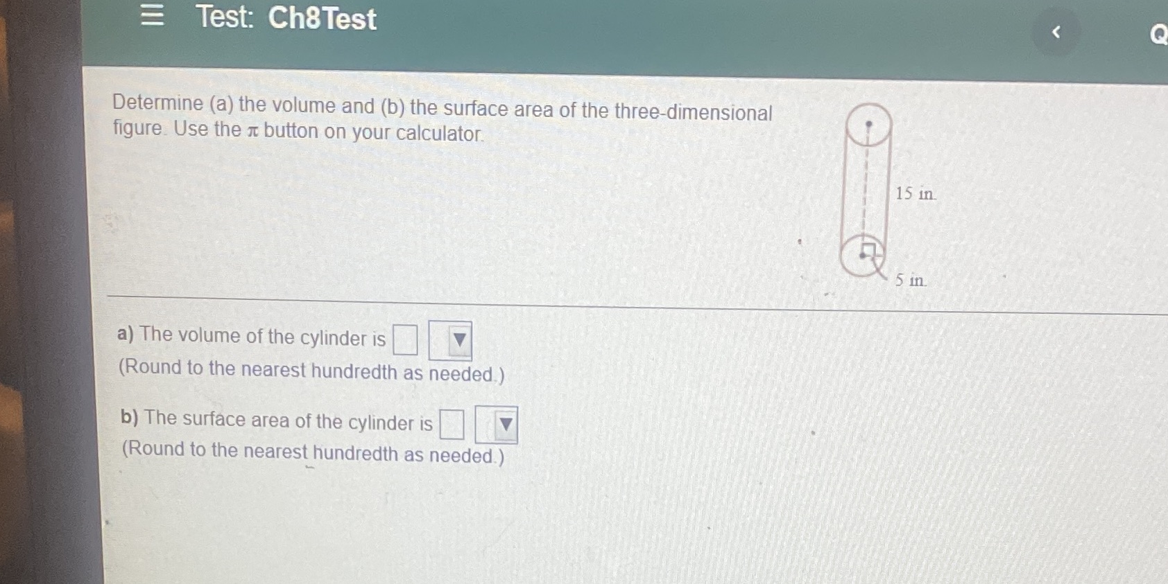 E Test: ChSTest Determine (a) the volume and (b)