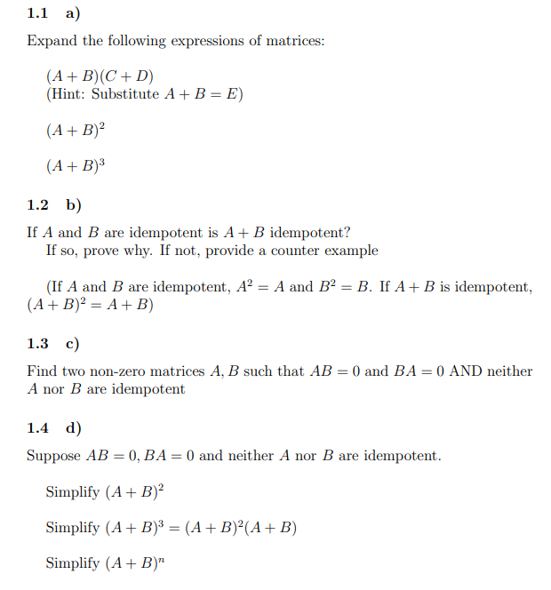 Kindly Solve all parts: 1.1 a) Expand the