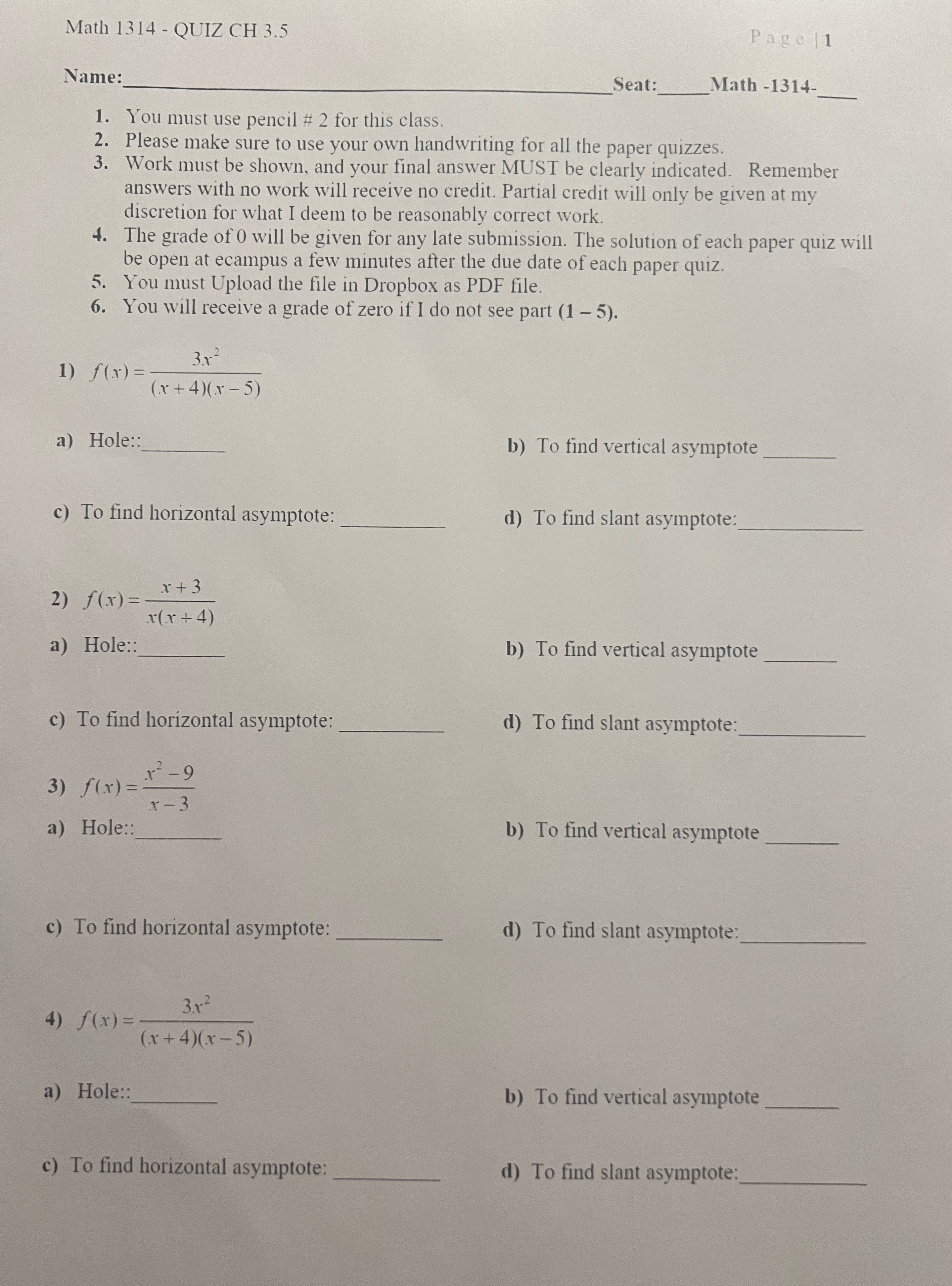 Please help! No pdfs please Math 1314 - QUIZ CH