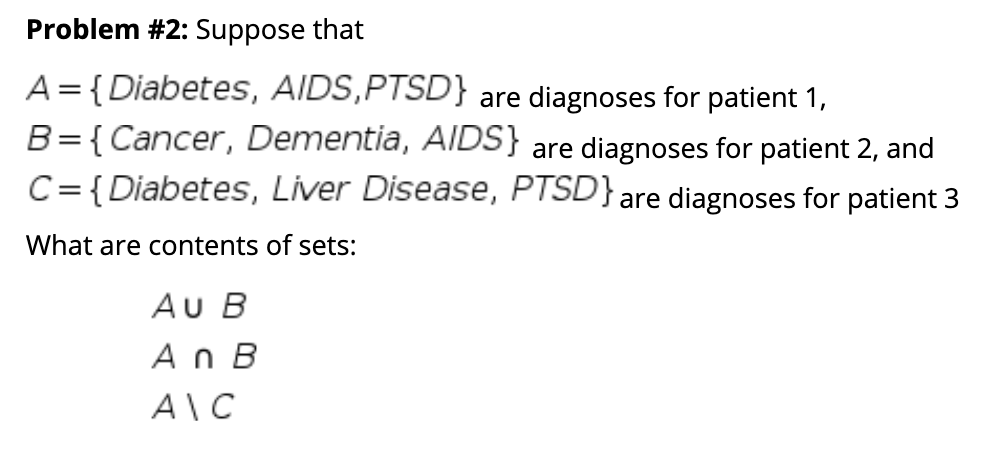 Please answer this: Problem #2: Suppose that A =