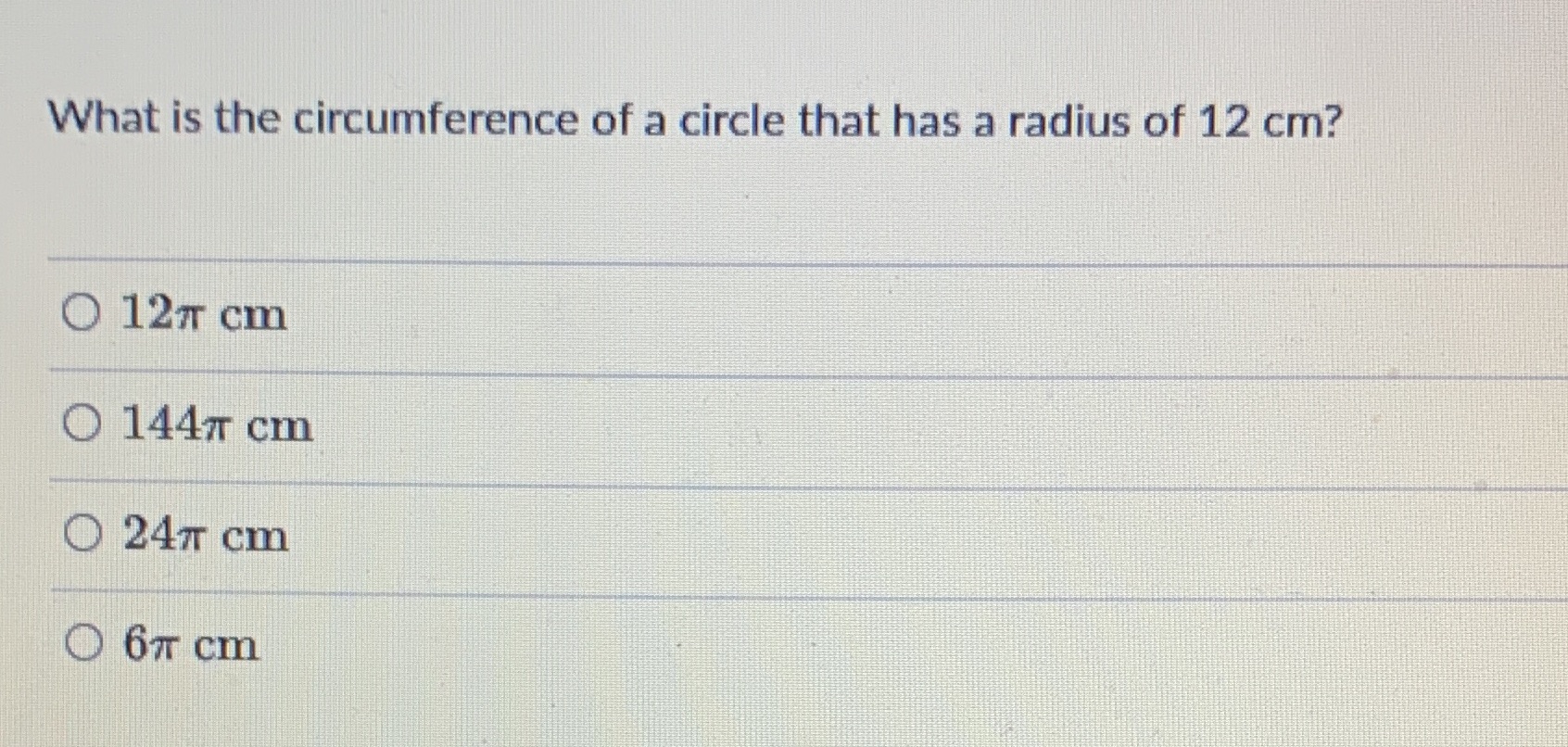 What is the circumference of a circle that has a