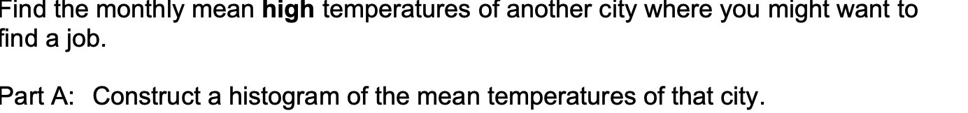 Find the monthly mean high temperatures of