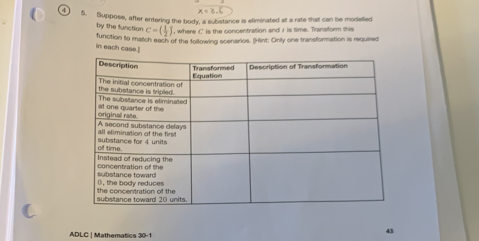 4 * = 3.6 5. Suppose, after entering the body, a