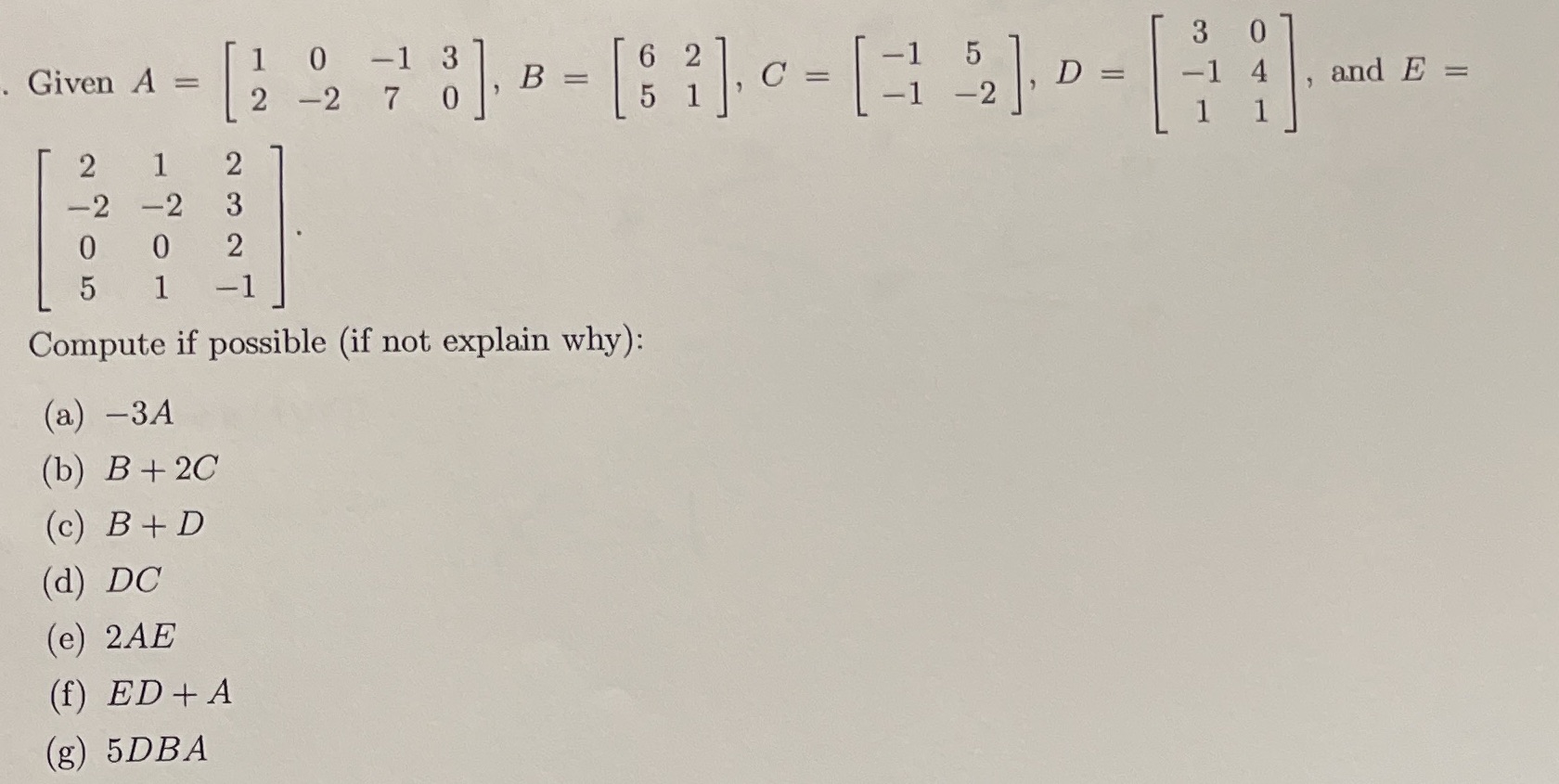 Could you type up the answer please! Given A = 1