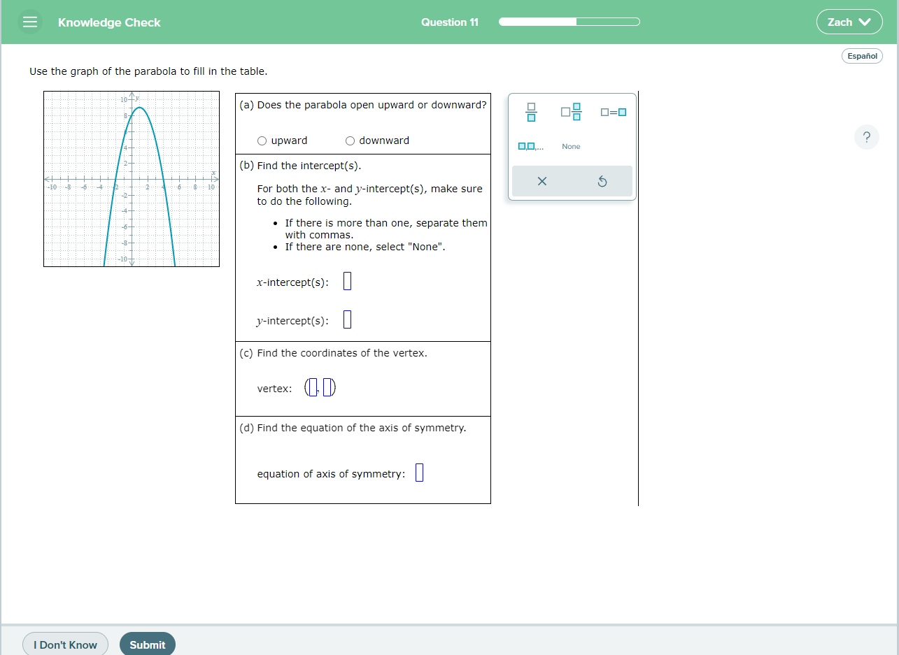 Knowledge Check Question 11 Zach V Espanol Use