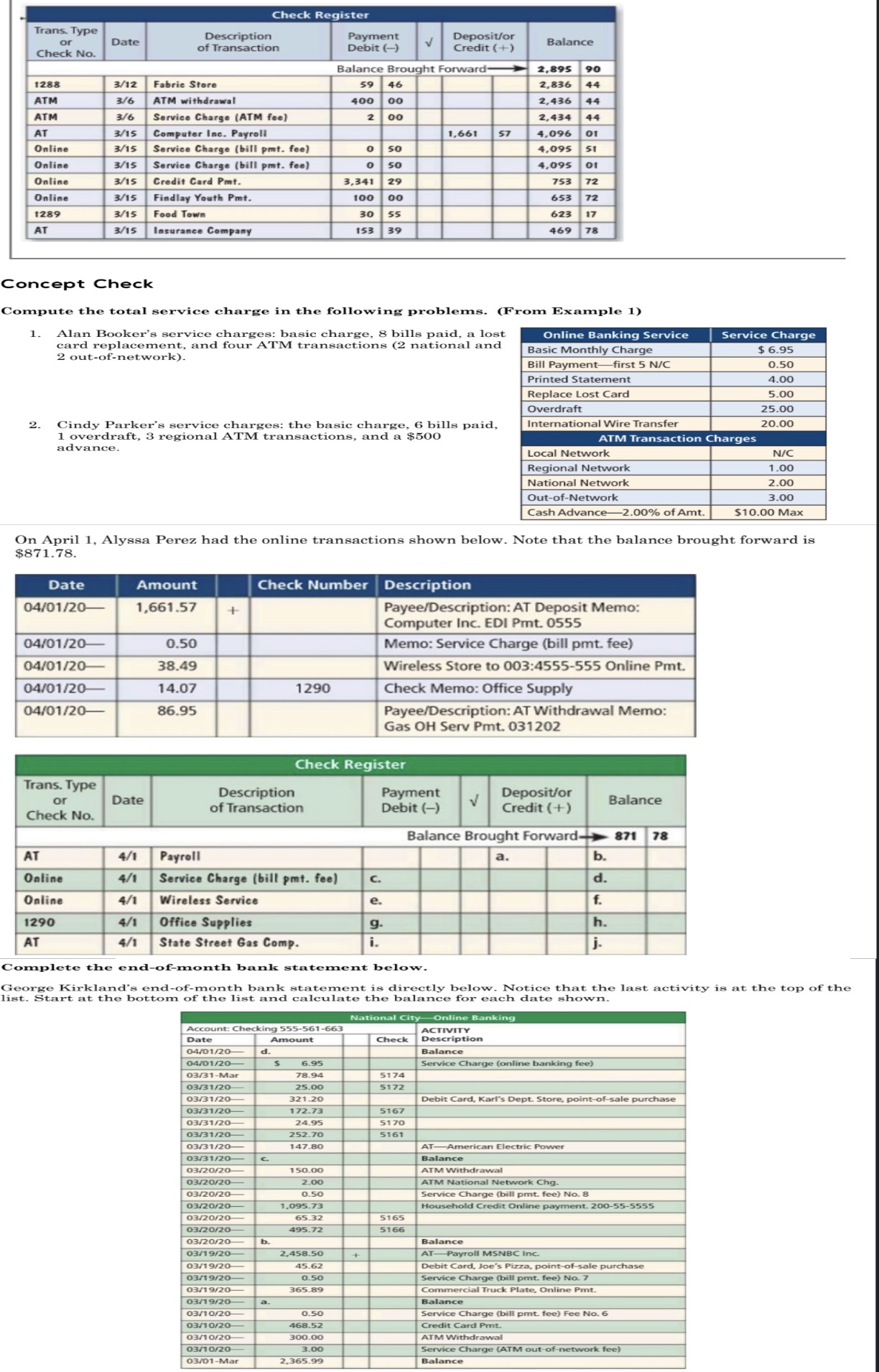 Please solve all with work shown Check Register