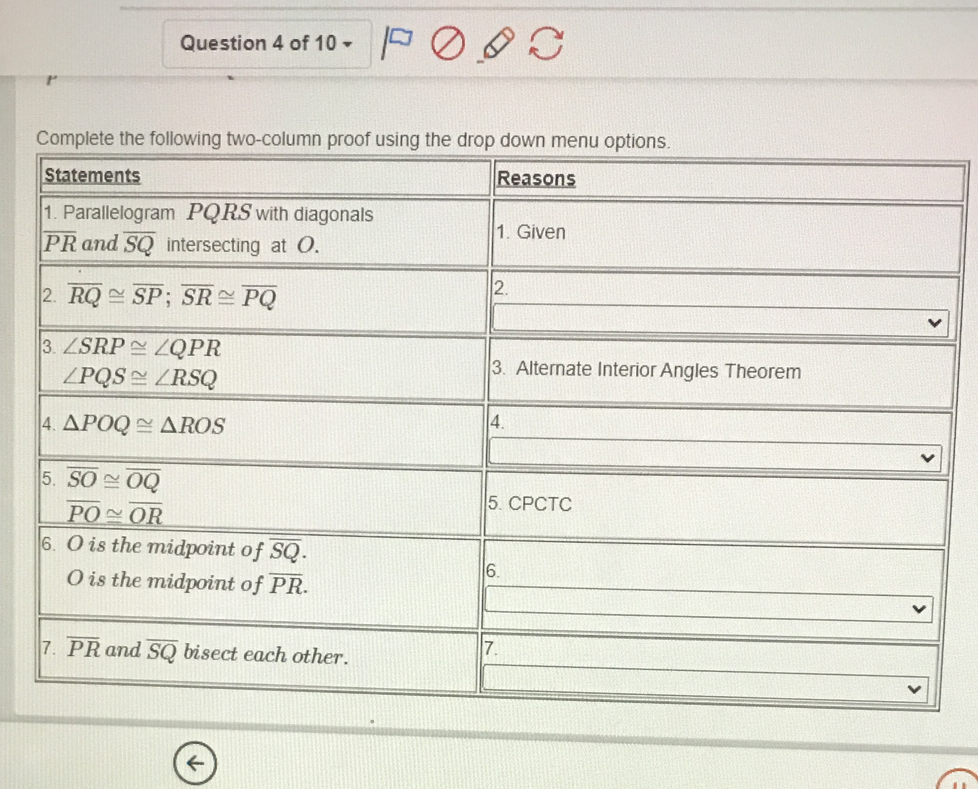 Question 4 of 10 - Complete the following