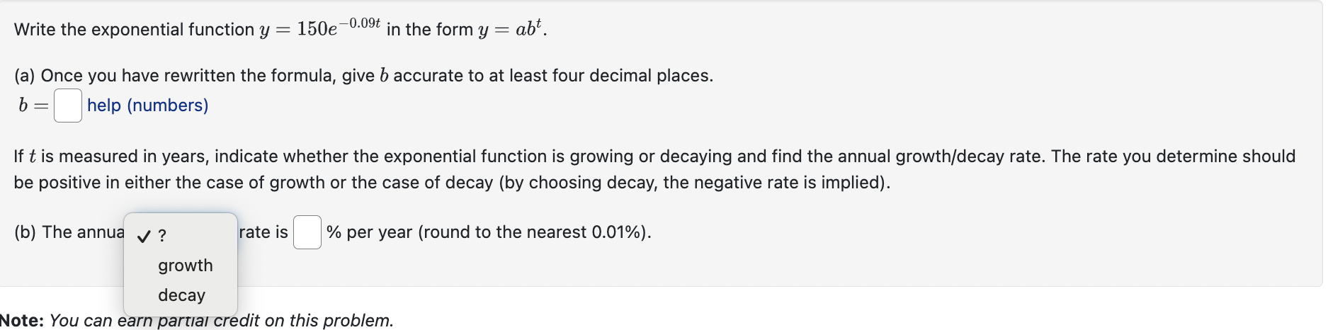 Write the exponential function y = 15067039?" in