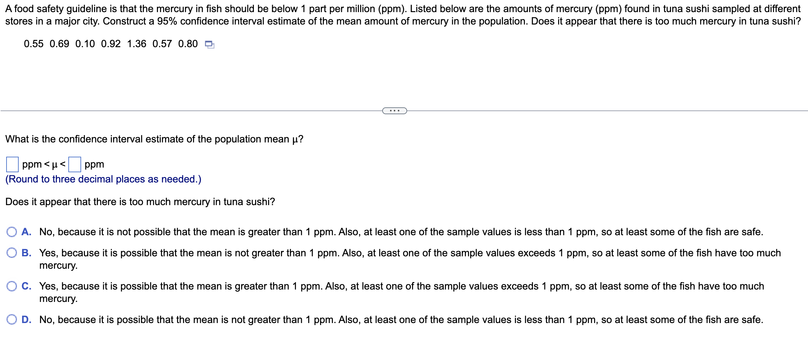 A food safety guideline is that the mercury in
