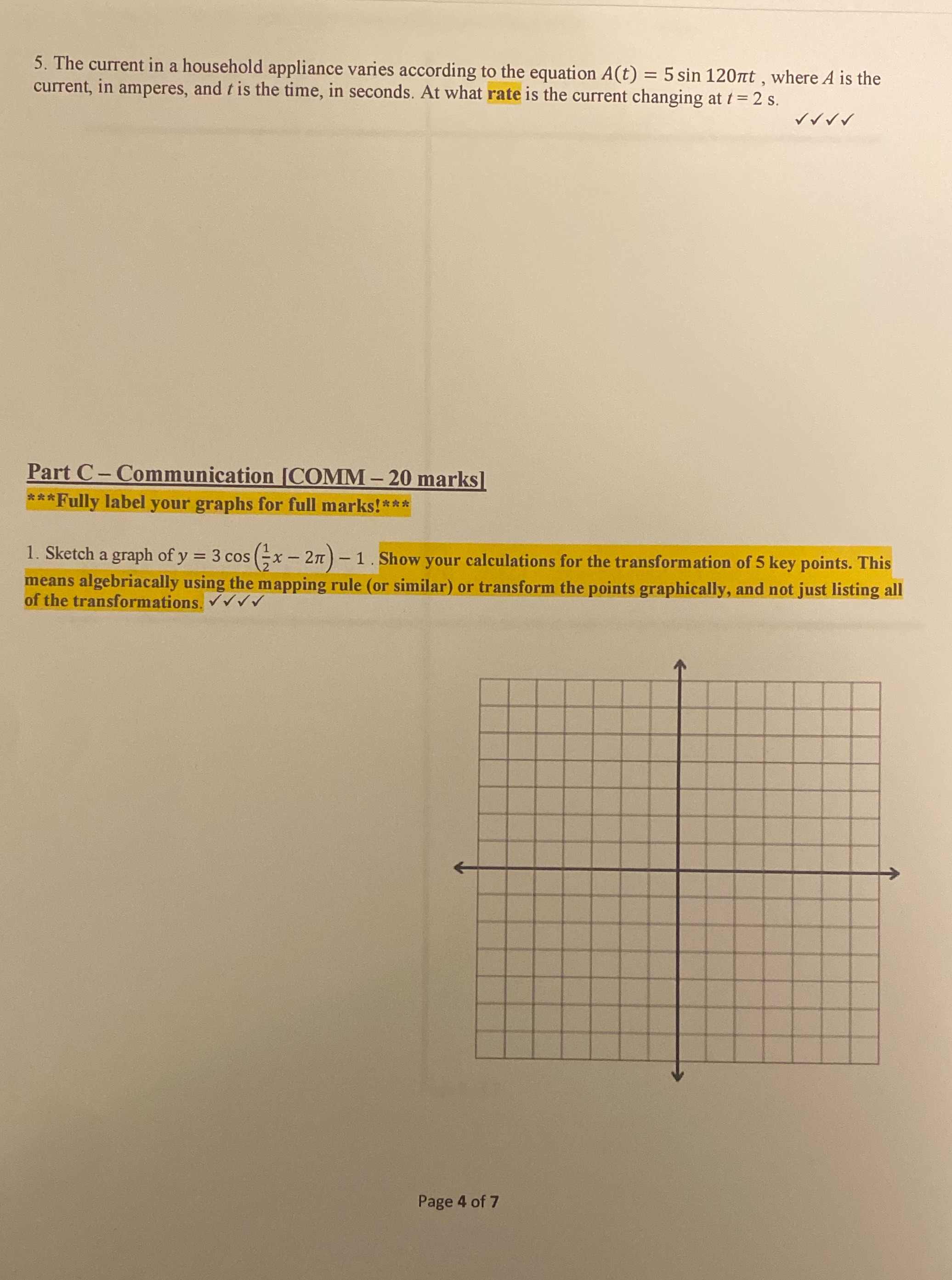 5. The current in a household appliance varies