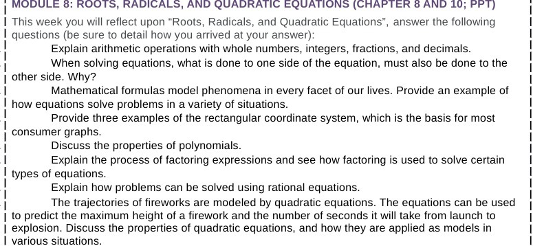 i MODULE 3: ROUTE, RADICALS, AND QUADRATIC
