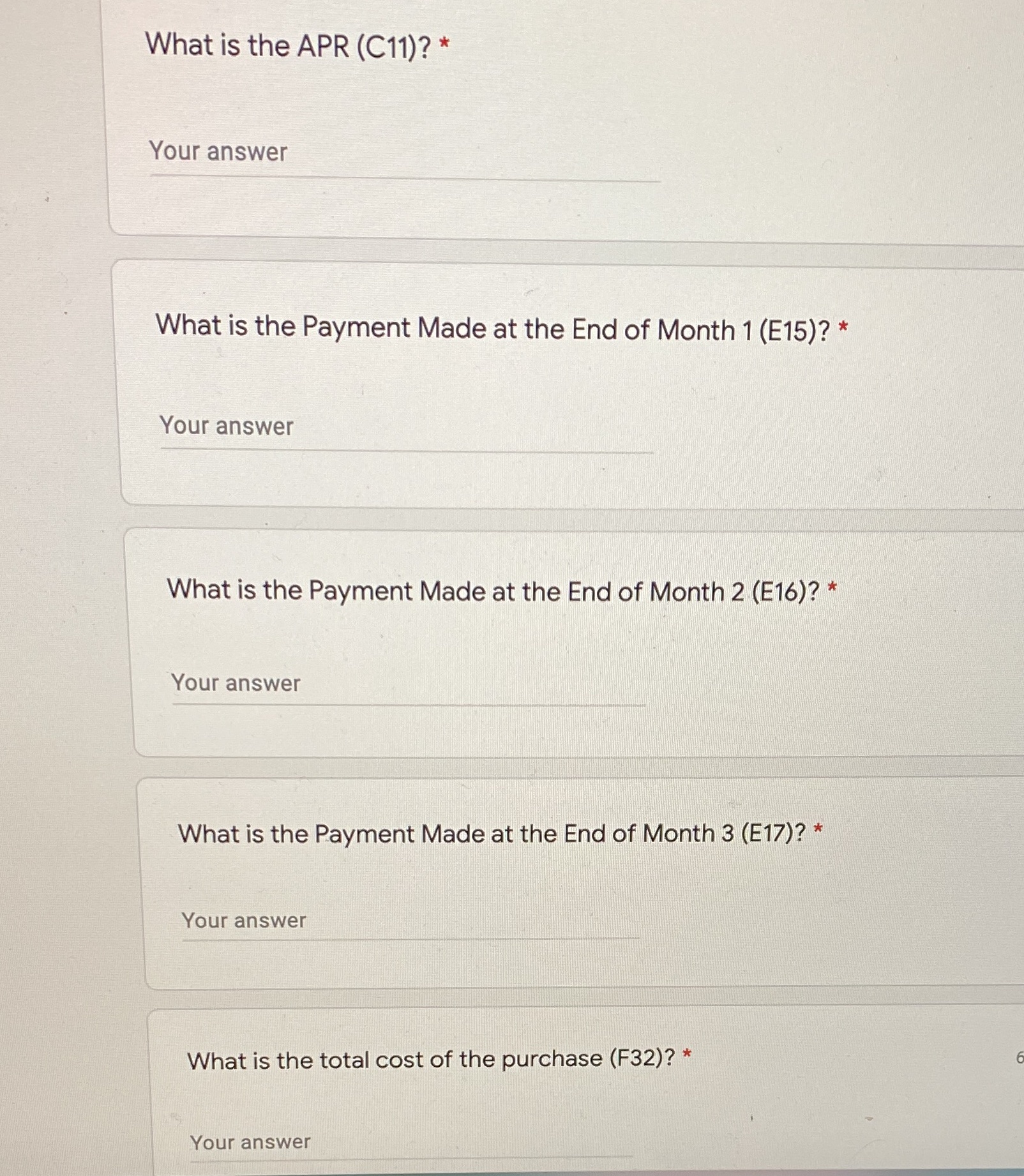 What is the APR (C11)? * Your answer What is the