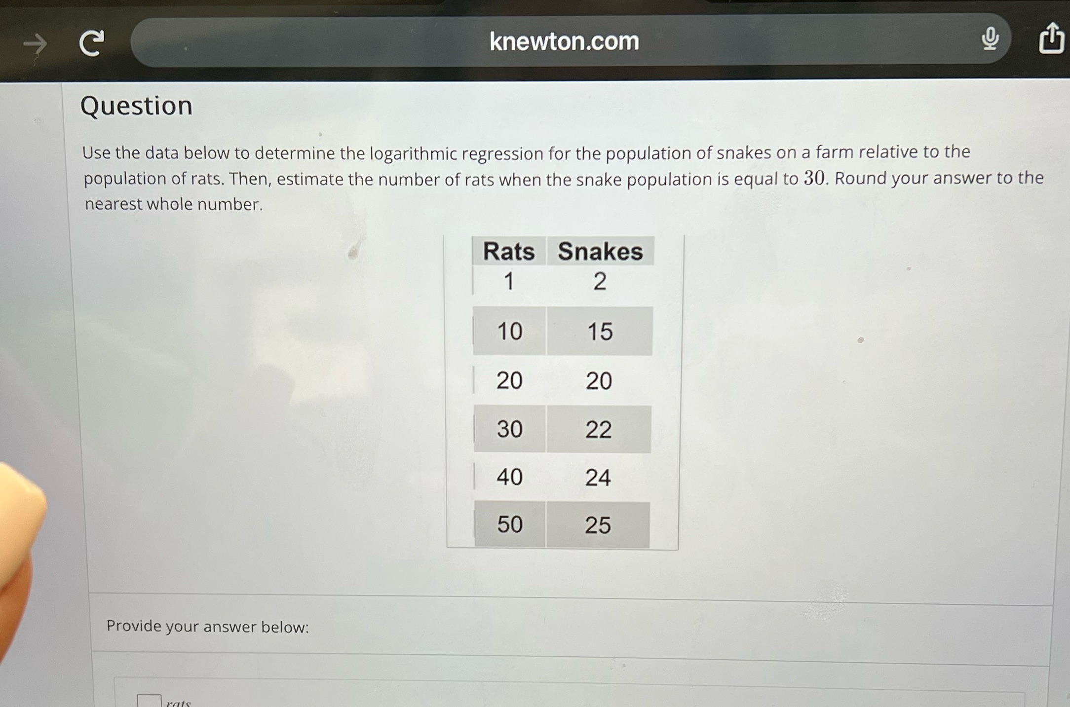 knewton.com Question Use the data below to