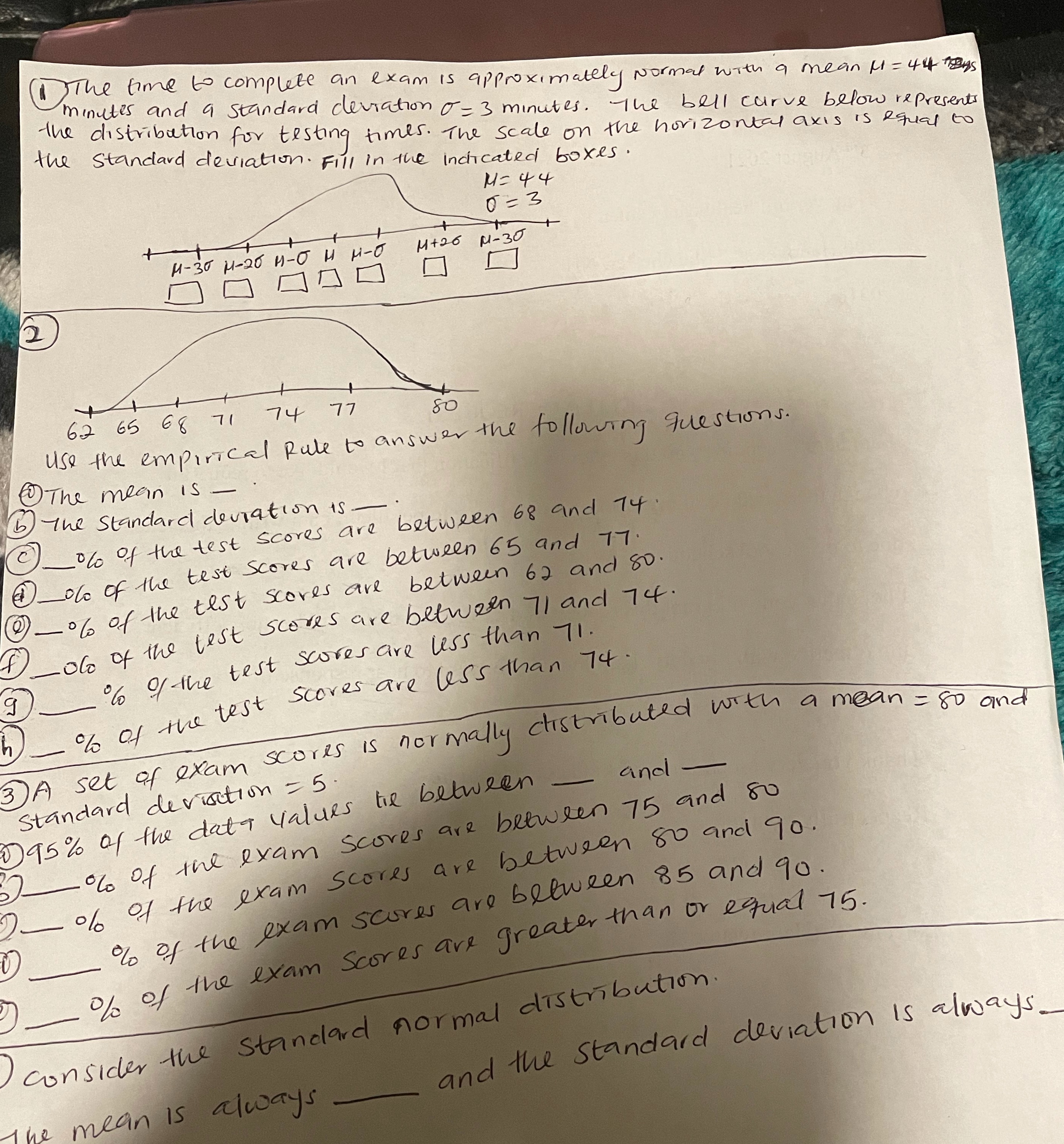 The normal distribution I The time to complete an