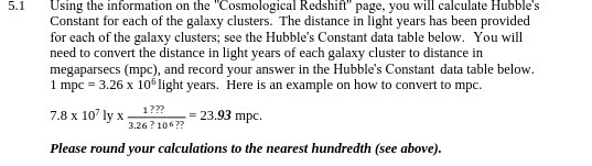 5.1 Using the information on the "Cosmological