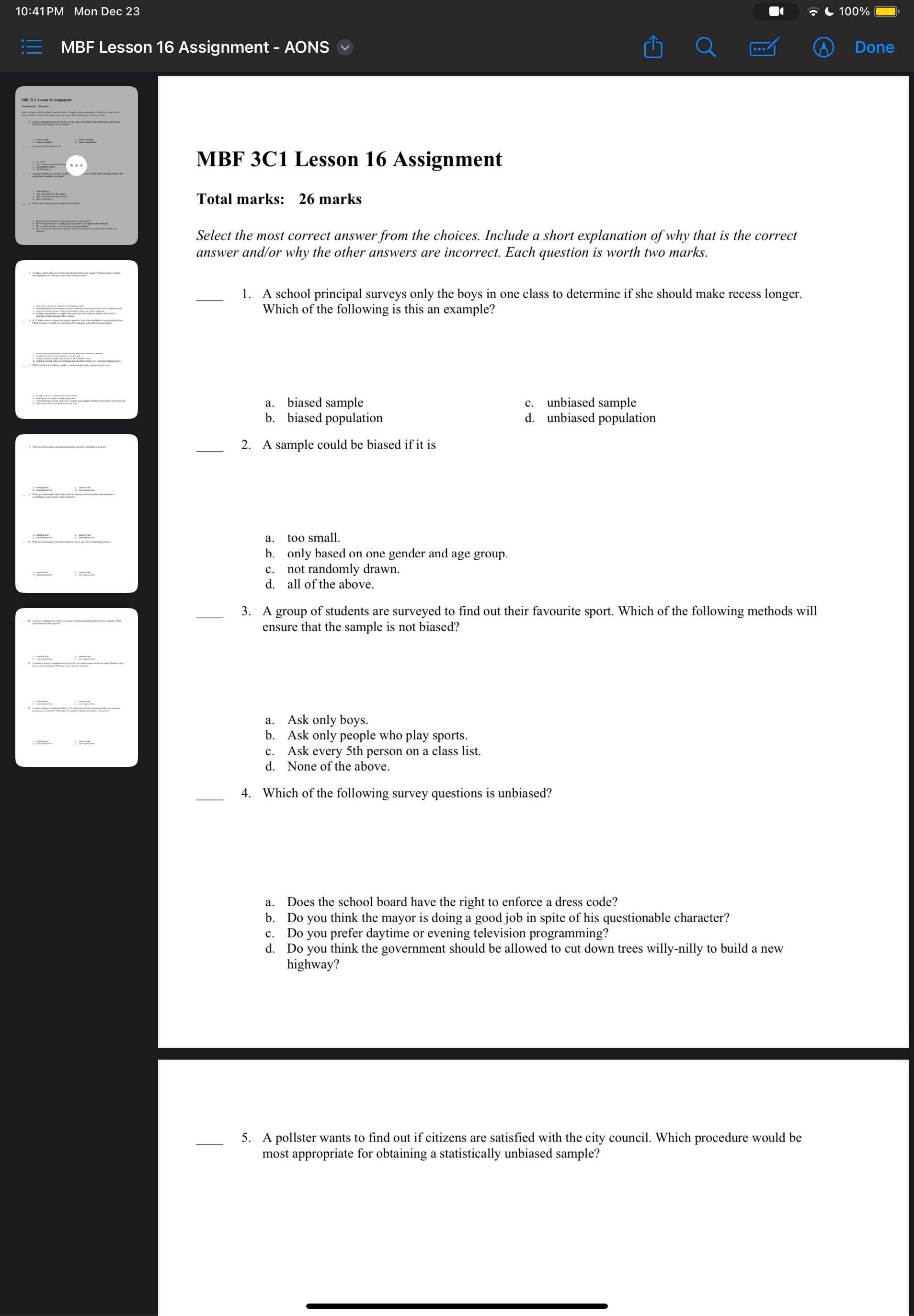 10:41PM Mon Dec 23 ] S I MBF Lesson 16 Assignment