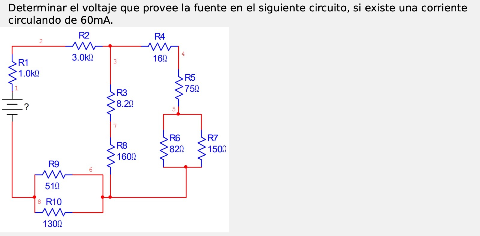 Determinar el voltaje que provee la fuente en el