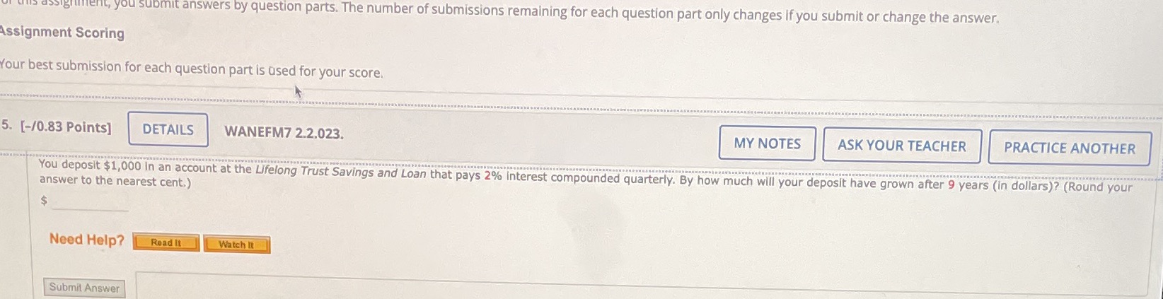 you submit answers by question parts. The number