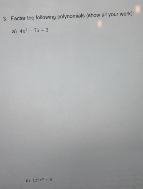 advanced functions 3. Factor the following