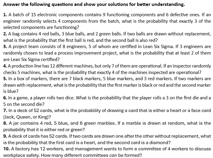 TOPIC: STATISTIC AND PROBABILITY Answer the