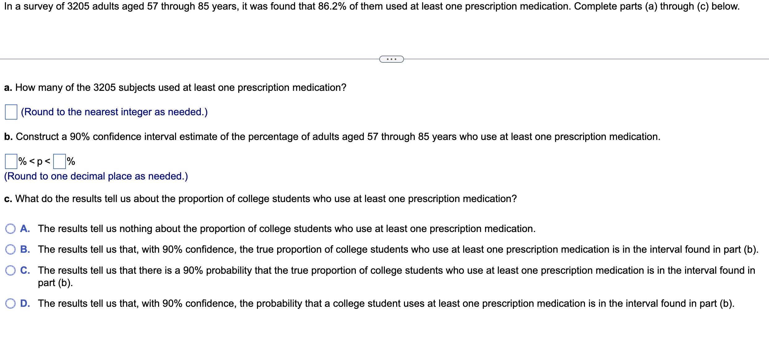 In a survey of 3205 adults aged 57 through 85
