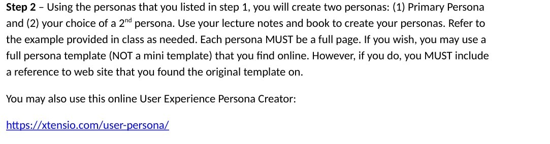 Step 2 Using the personas that you listed in step