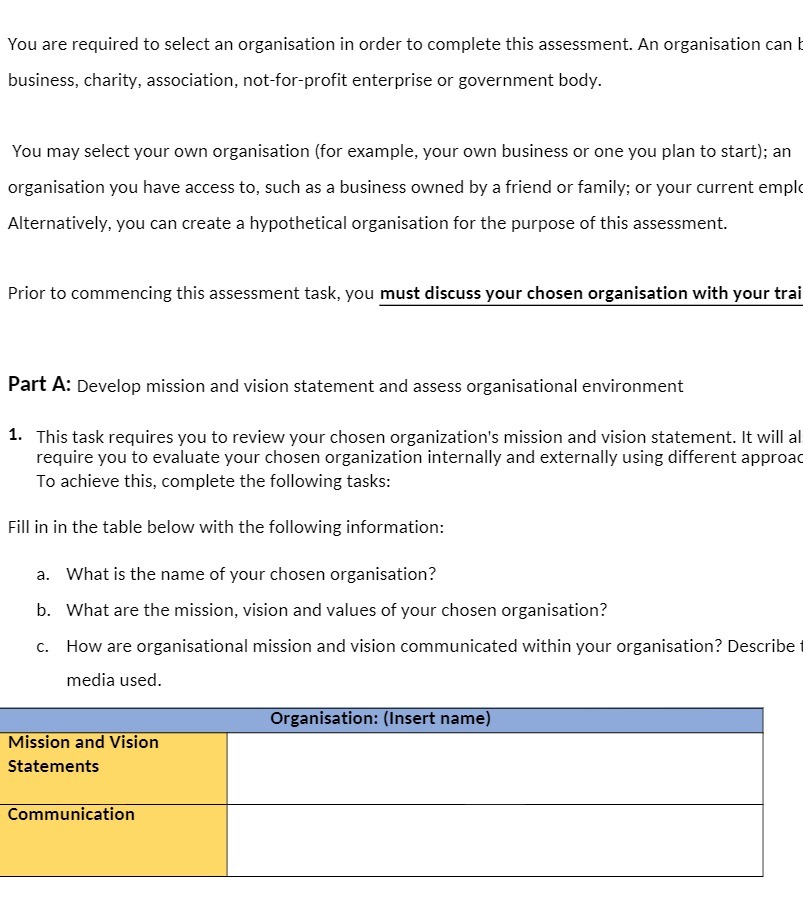 You are required to select an organisation in