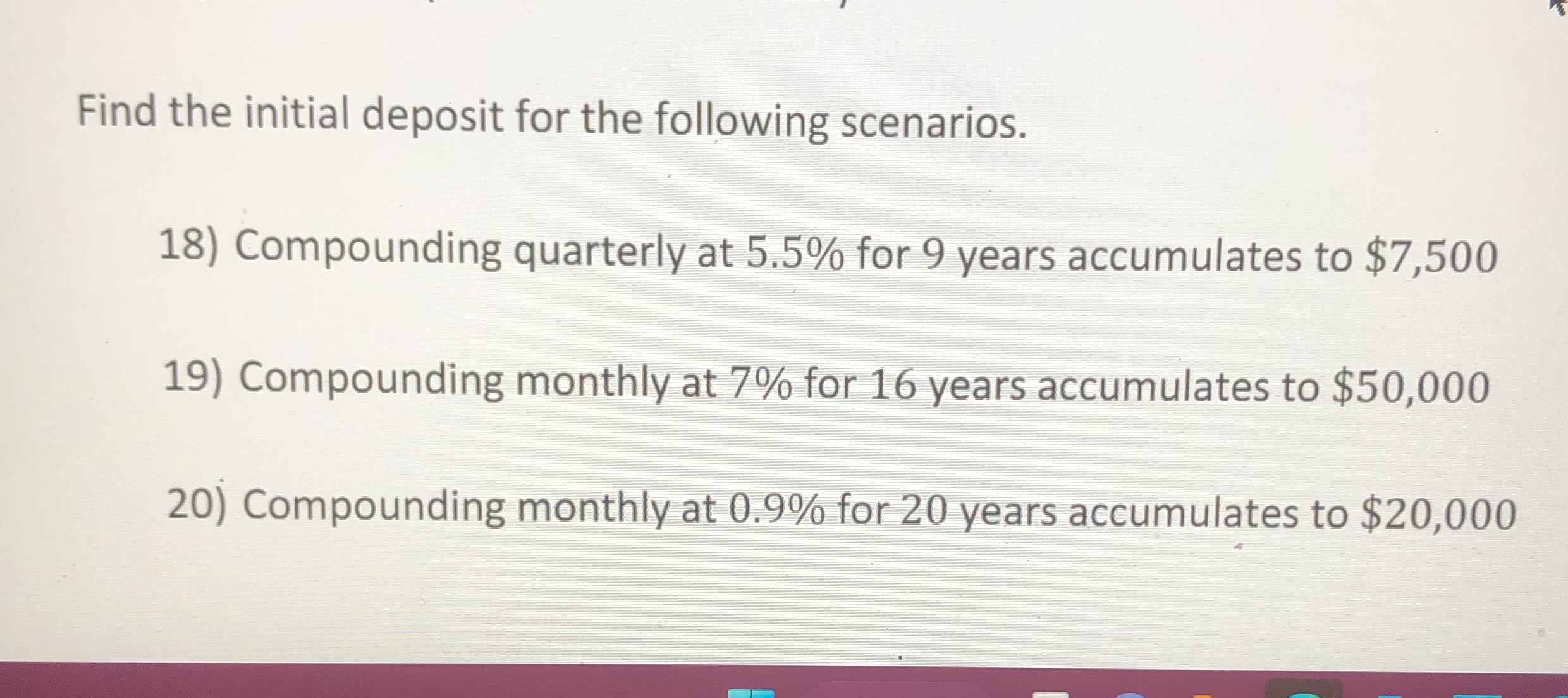 18) P= $4,587.2319) P= $16,367.1620)P=