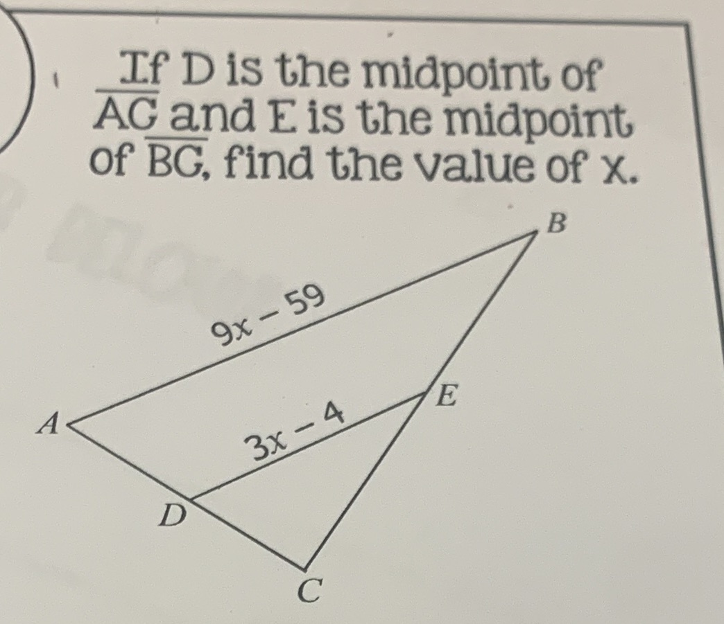 If D is the midpoint of AG and E is the midpoint