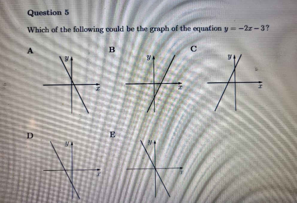 no extra detail Question 5 Which of the following