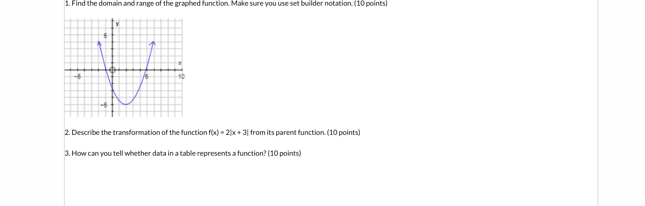 1. Find the domain and range of the graphed