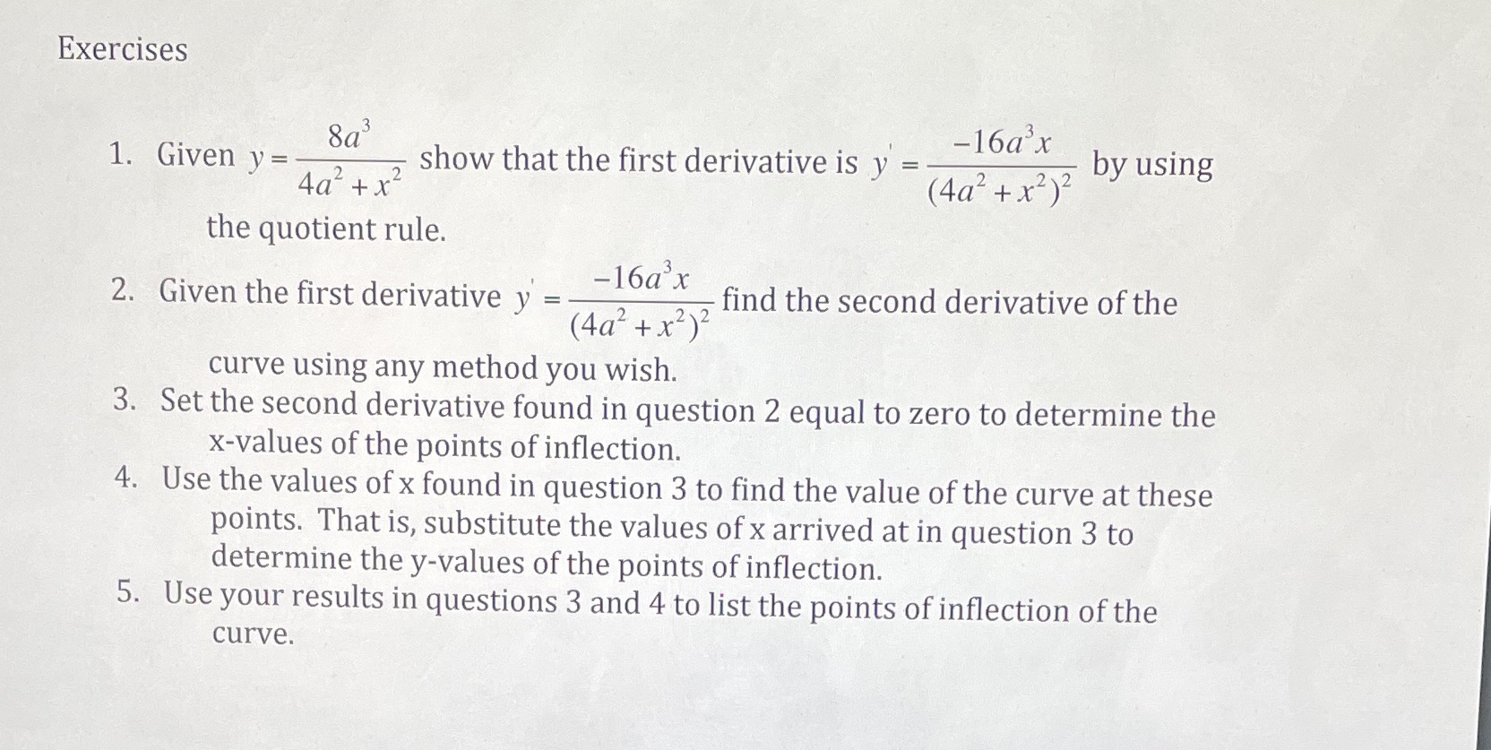 Exercises 8a -16a x 1. Given y = show that the
