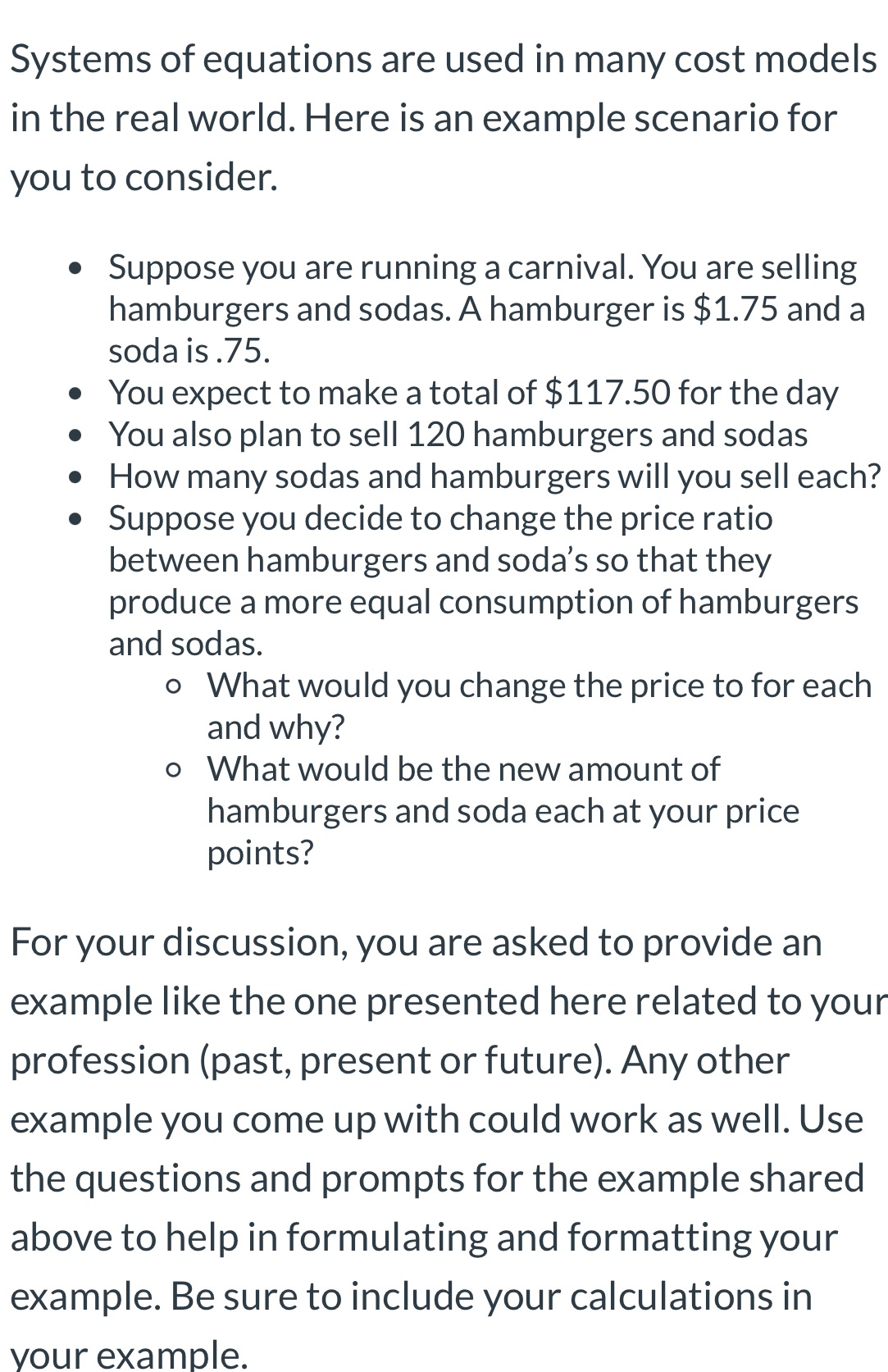 Systems of equations are used in many cost models
