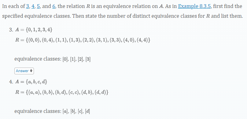 In each of; 4_. , and Q. the relation R is an