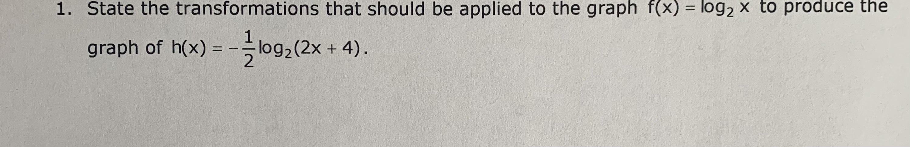 Grade 12 Advanced Functions 1. State the